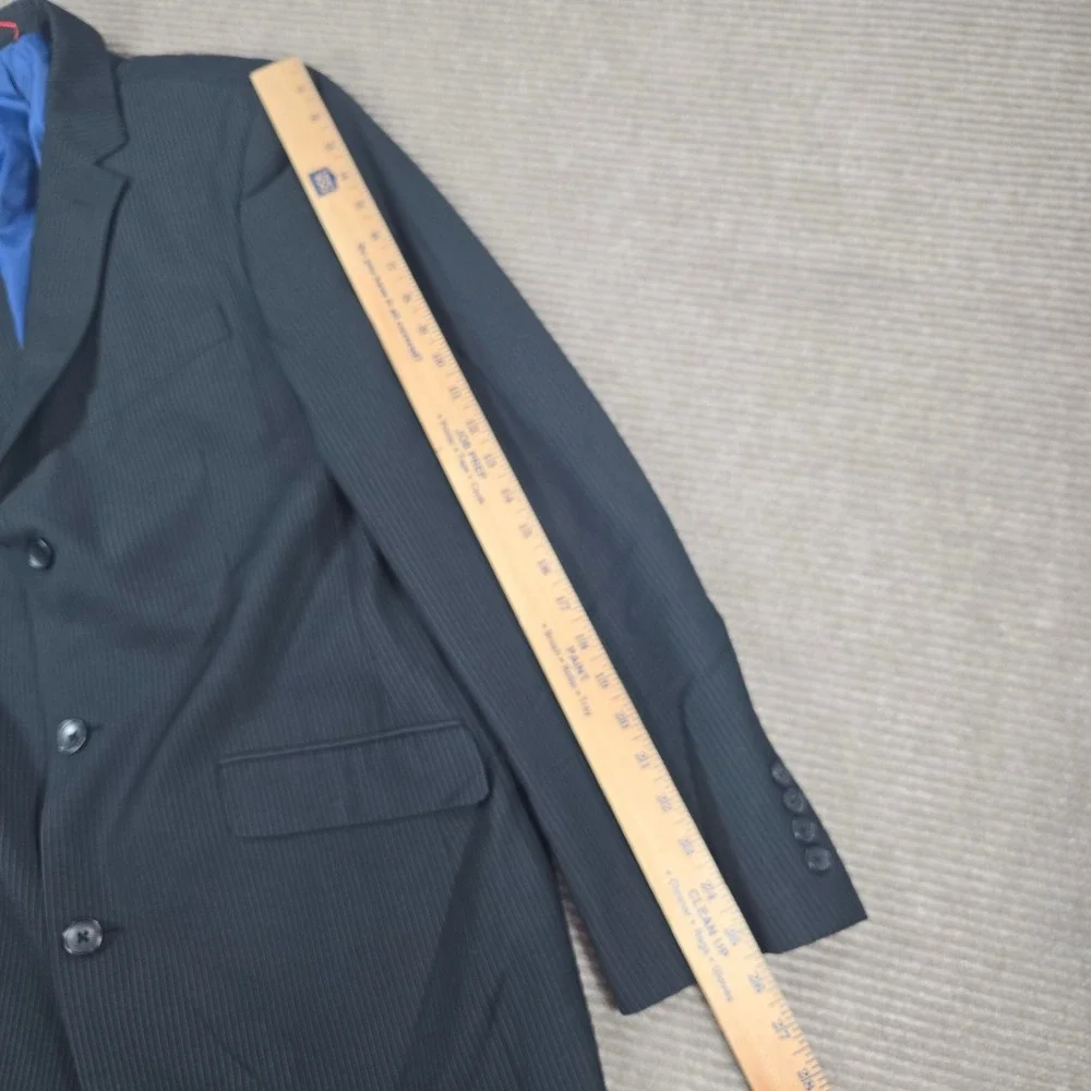 Billy London‎ Mens 40L Black Pinstripe 3-Button Double Vent Blazer Jacket